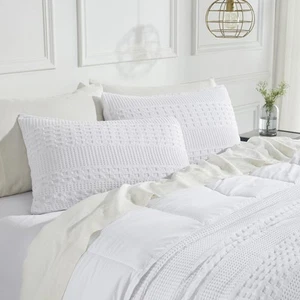 100 % Baumwolle Waffelmuster weiß Queen Size Schein 2er Set 20x30, dekorative Thr... - Bild 1 von 7