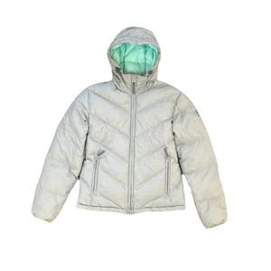 Fox Mädchen Puffer Jacke L grau Daunen Federn Kapuze Winter Mantel Ski Snowboard - Bild 1 von 8