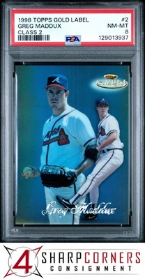 1998 TOPPS GOLD LABEL CLASS 2 #2 GREG MADDUX HOF POP 1 PSA 8 - Image 1 of 3