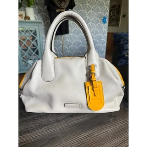 Marc by Marc Jacobs Smooth Grey Leather Satchel w/ Yellow Luggage Tag - Picture 1 of 14