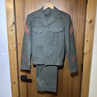WWII USMC Marine Corps Ike Jacket Green Wool Uniform Vintage - Image 1 of 4