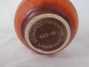 → Vase Krug Scheurich 423-18 60er Jahre 60s Fat Lava prima Zustand orange rot - Bild 1 von 7