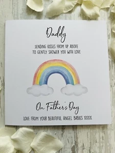 Personalised Rainbow Angel Baby Loss Father's Day Card Birthday Bereaved Daddy - Picture 1 of 12