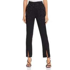 NWT Anine Bing Tate High Waist Trousers Size 6 Black Leopard Front Slit Pants - Picture 1 of 21