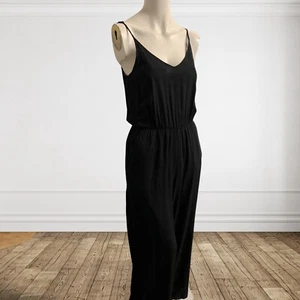 H&M Jumpsuit 10 Womens Black Sleeveless Strappy Wide Legs - Picture 1 of 10