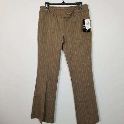NWT TRACY EVANS LIMITED Striped Flared Leg Stretch Pants Brown Junior 9 ~ 4500 - Image 1 of 4