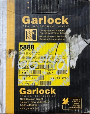 Garlock Syle 5888, 1/2 Inch CS 5 lb 25ft PTFE Braided Packing - Image 1 of 4