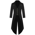Retro Victorian Punk Style Tailcoat Long Jacket Coat for Men in Black Steampunk