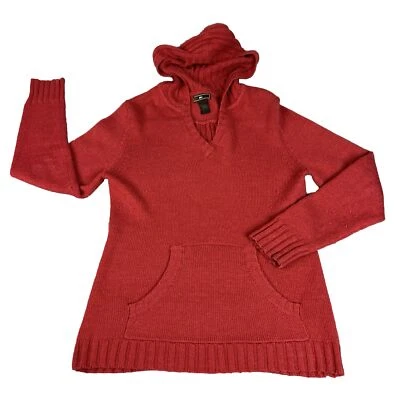 REI 连帽毛衣羊驼羊毛混纺女式大号橙色袋鼠口袋远足 — 第 1/4 张图片