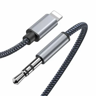 3.5mm AUX Audio Car Adapter Auxiliary Cable Nylon Braided 6.6ft Cord For iPhone - Image 1 of 4