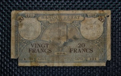 MOROCCO 1941 20 FRANCS P18b - Image 1 of 3