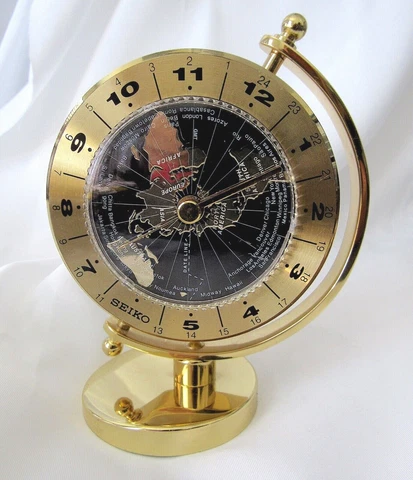 Seiko World Globe Clock Quartz Time Desk Mantle Gold Tone Japan by Seiko Works Cover