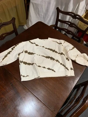 Sudadera Mujer Zara Crew Crema Talla Pequeña 100% Algodón Foto 1 de 3