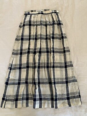 Falda Larga Vintage A Cuadros Pequeña Crema Y Azul Marino JH Coleccionables Foto 1 de 4