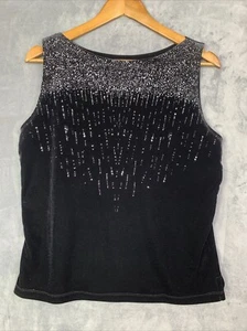 ABStudio Byer California Women's Sleeveless Shimmering Black Velvet Top Size L - Picture 1 of 10