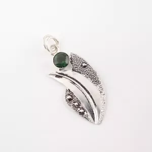 Natural Green Tourmaline Gemstone 925Sterling Silver Jewelry Handcrafted Pendant - Picture 1 of 8