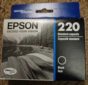 Epson 220 Standard Capacity Black Ink Cartridge Expires 12/27 New and Sealed - Picture 1 of 3