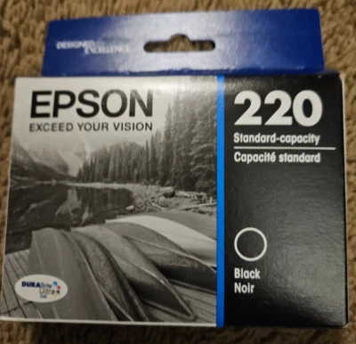 Epson 220 Standard Capacity Black Ink Cartridge Expires 12/27 New and Sealed - Image 1 of 3