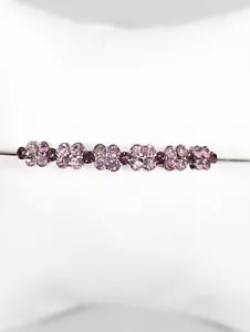 Dainty Pink Purple Rhinestone Flower Silver Tone Cuff Bracelet Bangle 7 inch - Picture 1 of 8