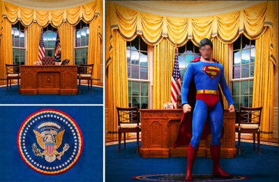 DETOLF DIORAMA POSTER BACKDROP~WHITE HOUSE~FOR 1/6 12" FIGURES OBAMA TRUMP BIDEN Foto 1 de 3