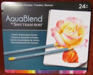 AquaBlend By Spectrum Noir 24 pc set of Florals Watercolor Pencils NEW - Picture 1 of 2