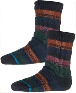 Stance Toasted Women's Medium 8-10.5 House Slipper Crew Socks Fuzzy Sherpa Black - Picture 1 of 9