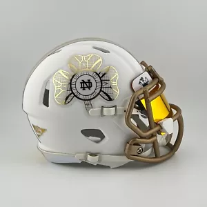Notre Dame Fighting Irish CUSTOM Matte White Mini Football Helmet - Picture 1 of 3