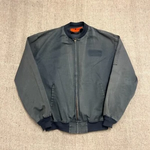 Vintage Red Kap Bomber Jacket Mens XL Gray 1980s USA Zip Up Faded - Picture 1 of 9