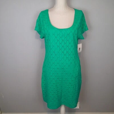 Isaac Mizrahi Live! Vestido verde manga corta de encaje elástico talla xxl Foto 1 de 4
