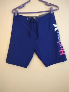 Hurley Board Shorts Boys Youth Size 16/28 Blue Surf Beach Swim Logo Snag - Picture 1 of 10
