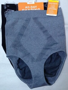 NWT WARNER'S 1 BLACK 1 GRAY MODERATE CONTROL SHAPING BRIEF PANTY 803428WA M $48 - Picture 1 of 2