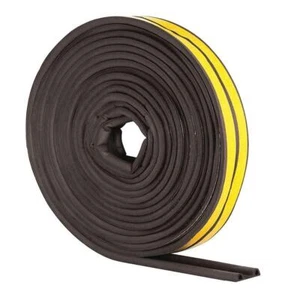 TIRA DE SELLO NEGRO ESPUMA DE GOMA PEGAJOSA TIPO P CINTA PUERTA VENTANA EXCLUYENTE DE TIRO  - Imagen 1 de 5