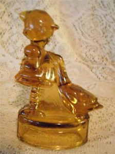 Vintage ~ Retro Bernstein L.E.Smith Kunst Glas Hummel Mädchen mit Gänsen Figur Statue - Bild 1 von 12