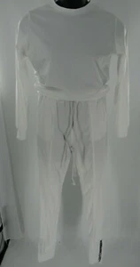Women's White Long-Sleeved Crop Sweat Suit Zip Leg Size US XL - Picture 1 of 4