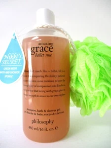 Philosophy Amazing Grace Ballet Rose Shampoo, Bath & Shower Gel 16 oz + GIFT !!! - Picture 1 of 3