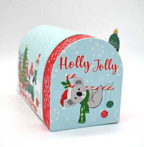 Christmas Holly Jolly Warm Wishes w/Tree Mailbox Gift Box Hard Cardboard 4 size - Bild 1 von 20