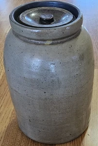 Antikes Steinzeug Topf Glasur Primitive Aufbewahrung 10" Unmarkiert - Bild 1 von 8