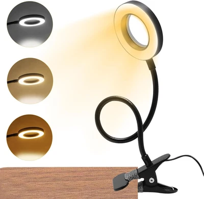 5X Magnifying Glass with Light LED Desk Lamp USB Powered Gooseneck Clamp Black - Image 1 of 4