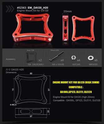 Dualsky High-STRENGTH H15 H20 Engine Mount Kit for DA70/DA120/DA200 Engine - Image 1 of 4