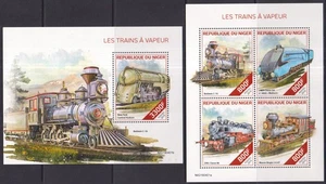 GS1495 2019 NIGER DAMPFZÜGE LOKOMOTIVEN EISENBAHN #6646-6649+BL1026 MNH - Bild 1 von 1