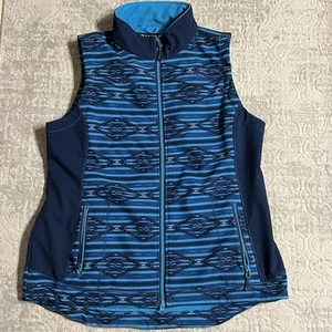 Powder River Outfitters Women XL Vest Aztec Southwestern Western Navajo Blue - Picture 1 of 18