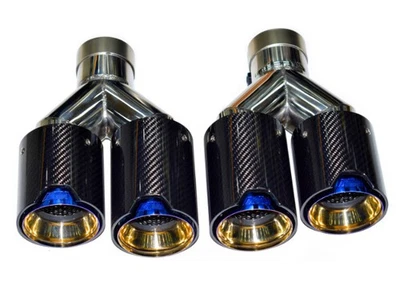 Dual Car Carbon Fiber Exhaust TWIN End Tips Endrohr Für BMW 63mm In 101MM Out - Bild 1 von 3