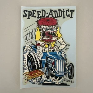 Vintage '60's Funk City Speed Addict Rat Fink Ed Roth Waterslide Decal NOS RARE - Picture 1 of 2