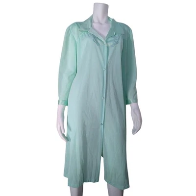 Vestido de Noche Bordado Floral Verde Aqua Sedoso Vanity Fair De Colección Talla XXL EE. UU.  Foto 1 de 4