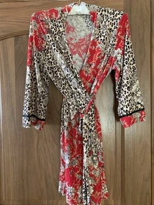 Linea Donatella ,Women's ,Red ,Gold ,Black ,Floral Leopard ,Pajamas Set , Robe L - Picture 1 of 12