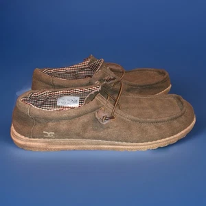 Hey Dude Wally Sox klassische Herrenschuhe – braun, US 13, kariertes Innenfutter gebraucht, in einwandfreiem Zustand - Bild 1 von 5