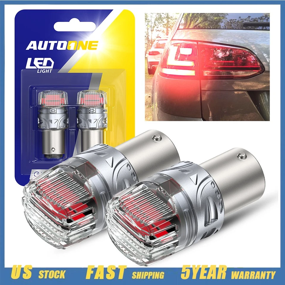 AUTOONE 2X 1157 LED Rojo Parada de Freno Trasero Señal de Giro Bombillas 2057 2357 BAY15D Foto 1 de 4