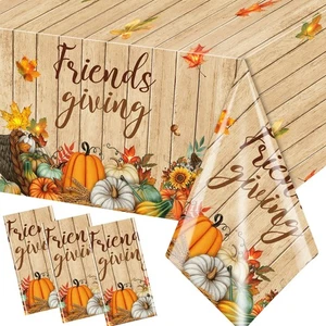 Friendsgiving Party Decorations-3pcs Friendsgiving Tablecloth Fall Maple Leav... - Picture 1 of 6