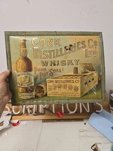Rare Circa 1900 Cork Distilleries Whisky Metal Sign - Picture 1 of 8