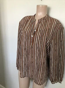 Blusa de mujer Bonobo talla L marrón a rayas manga larga - Imagen 1 de 3